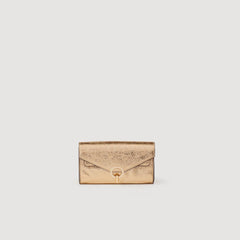 Sandro / Gold leather clutch bag Gold
