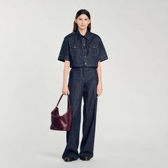 Sandro / TANGOSO leather bucket bag Bordeaux
