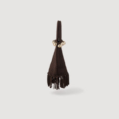 Sandro / Small beaded fringed crochet bag Brown