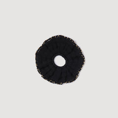 Sandro / Beaded crochet scrunchie Black