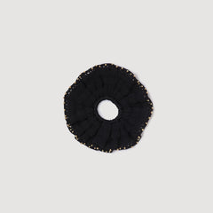Sandro / Beaded crochet scrunchie Black