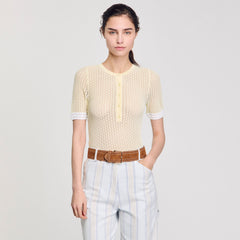 Sandro / Wide leather belt Camel
