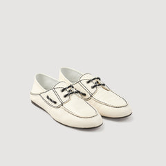Sandro / Leather boat shoe loafers White