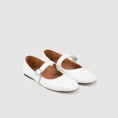 Sandro / Shiny leather ballet flats White
