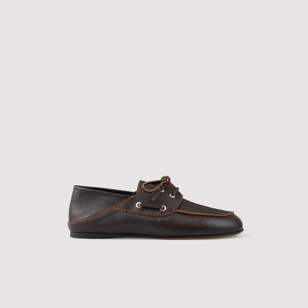 Sandro / Leather boat shoe loafers Brown