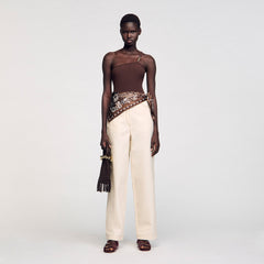 Sandro / Asymmetric bodysuit with bead detail Brown
