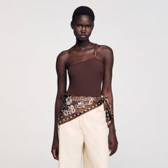 Sandro / Asymmetric bodysuit with bead detail Brown