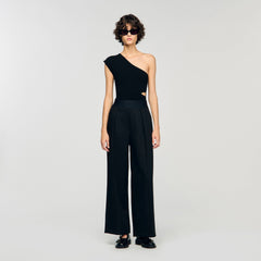 Sandro / Asymmetric knit bodysuit Black