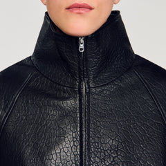 Sandro / Oversized leather jacket Black