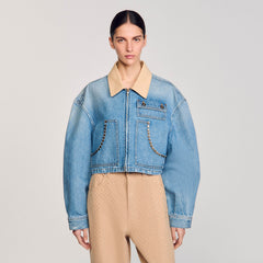 Sandro / Denim jacket with studs Blue Jean