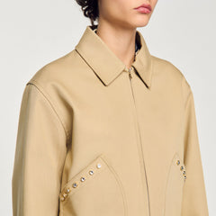 Sandro / Short jacket with rhinestone details Beige