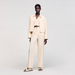 Sandro / Denim lace-up jacket Sand