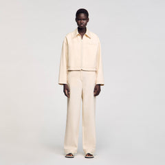 Sandro / Denim lace-up jacket Sand