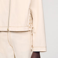 Sandro / Denim lace-up jacket Sand