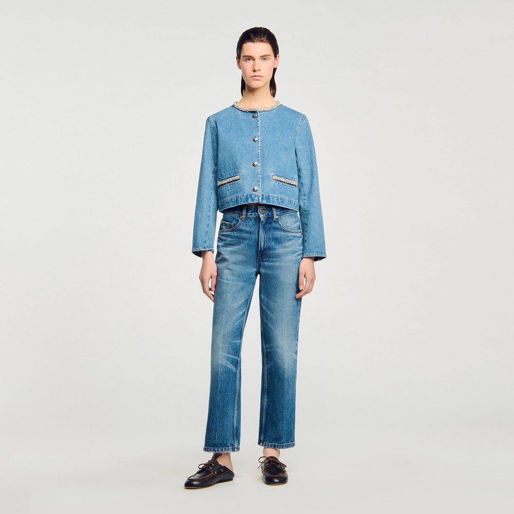 Sandro / Rhinestone denim jacket Blue Jean