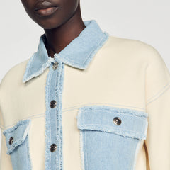 Sandro / Oversized dual-material coatigan Ecru