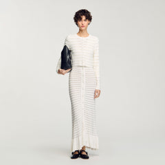 Sandro / Cropped cardigan with pearl buttons Ecru