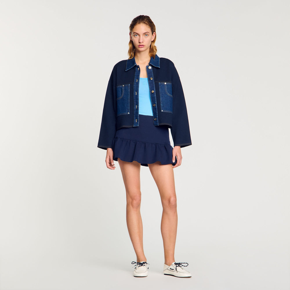 Sandro / Denim detail cardigan Navy Blue