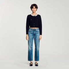 Sandro / Cardigan with beaded collar Black