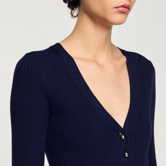 Sandro / Rib knit cardigan Navy Blue