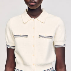 Sandro / Short-sleeved cardigan Ecru