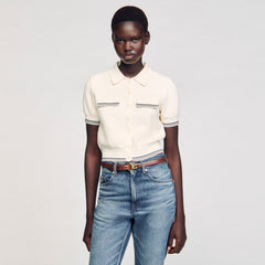 Sandro / Short-sleeved cardigan Ecru