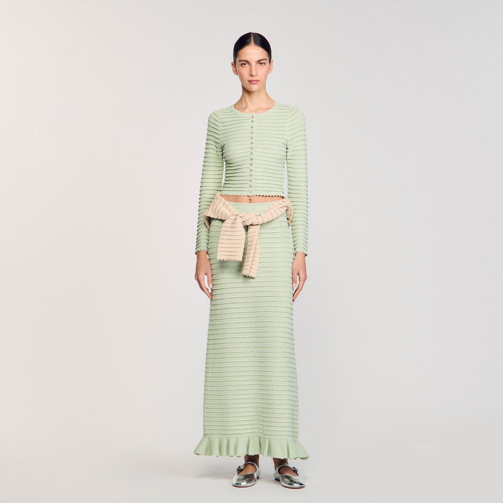 Sandro / Rhinestone cardigan Almond Green
