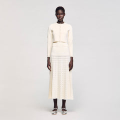 Sandro / Cropped cardigan with pearl buttons Ecru