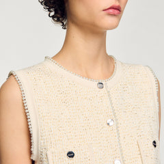 Sandro / Decorative tweed vest Ecru