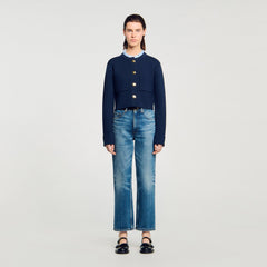 Sandro / Cardigan with ruffle collar Navy Blue