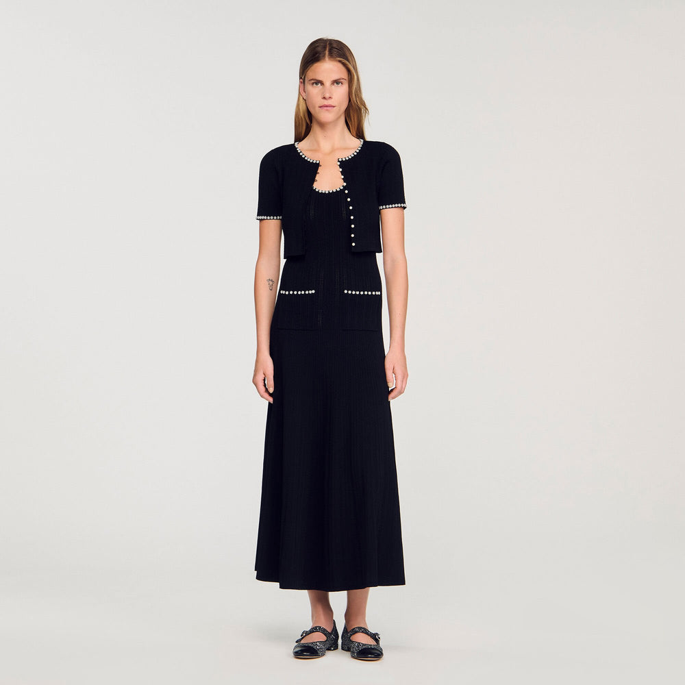 Sandro / Cropped beaded cardigan Black