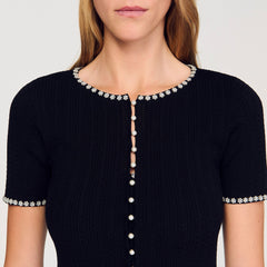 Sandro / Cropped beaded cardigan Black