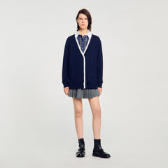 Sandro / Long two-tone cardigan Navy Blue