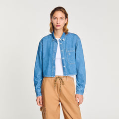 Sandro / Denim cropped shirt Blue Jean