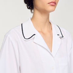 Sandro / Crochet collar shirt White