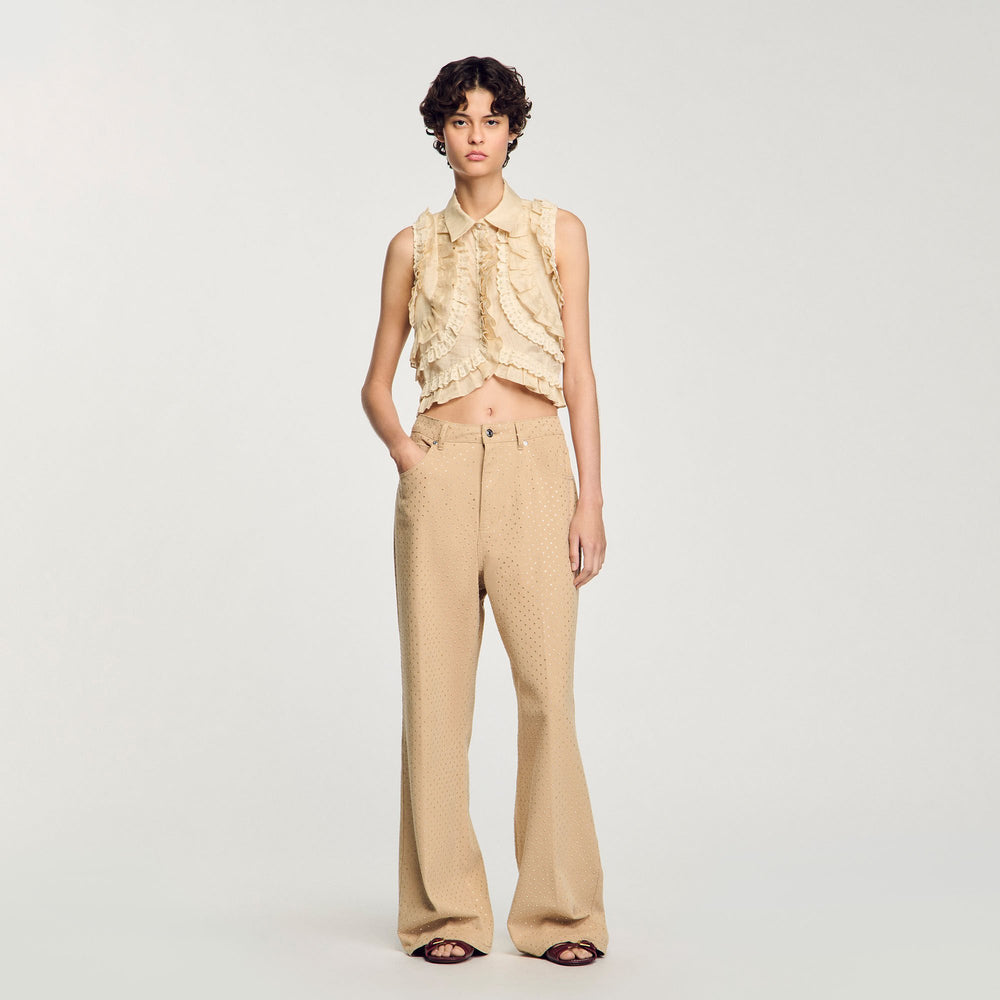Sandro / Ruffled cropped shirt Sand