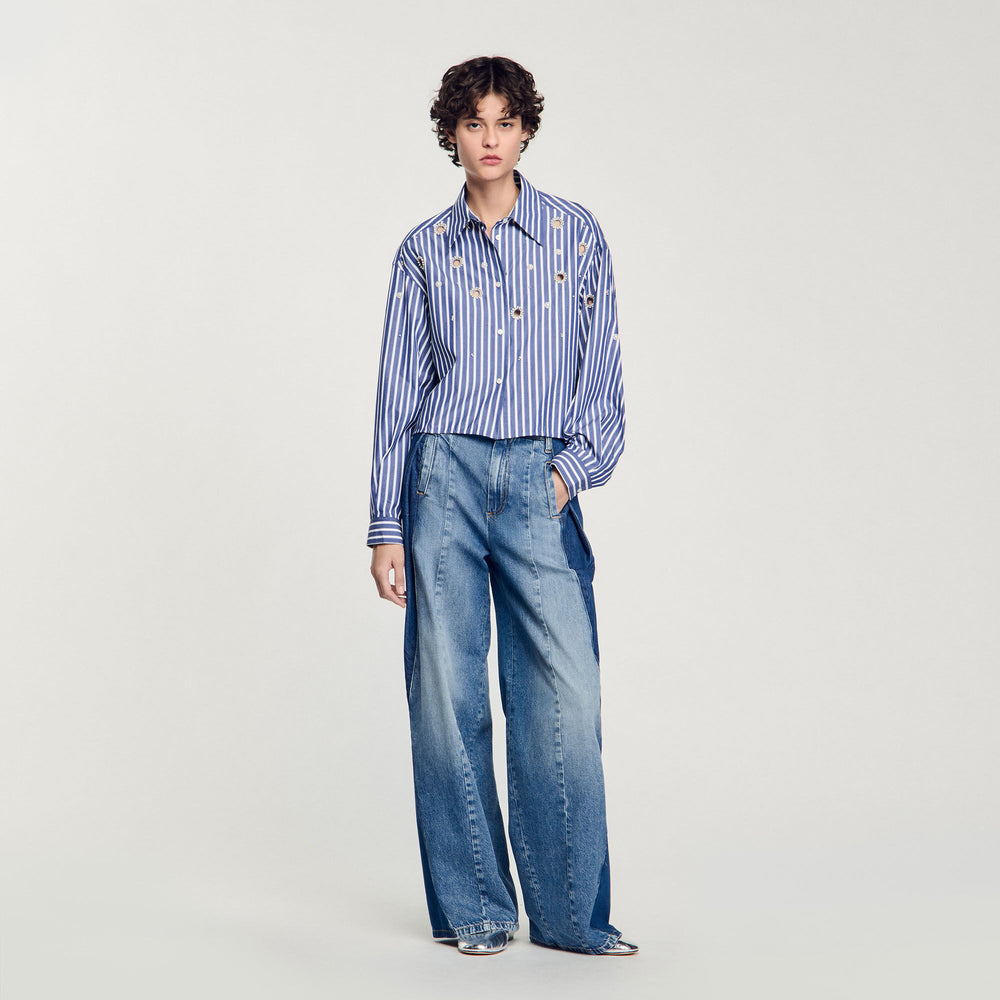 Sandro / Beaded striped shirt Blue