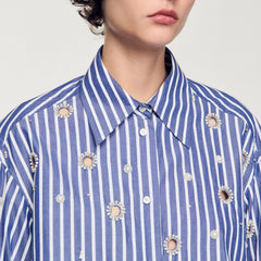 Sandro / Beaded striped shirt Blue