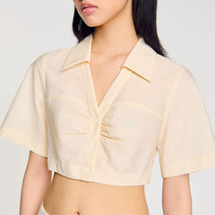 Sandro / Cropped gathered shirt Ecru