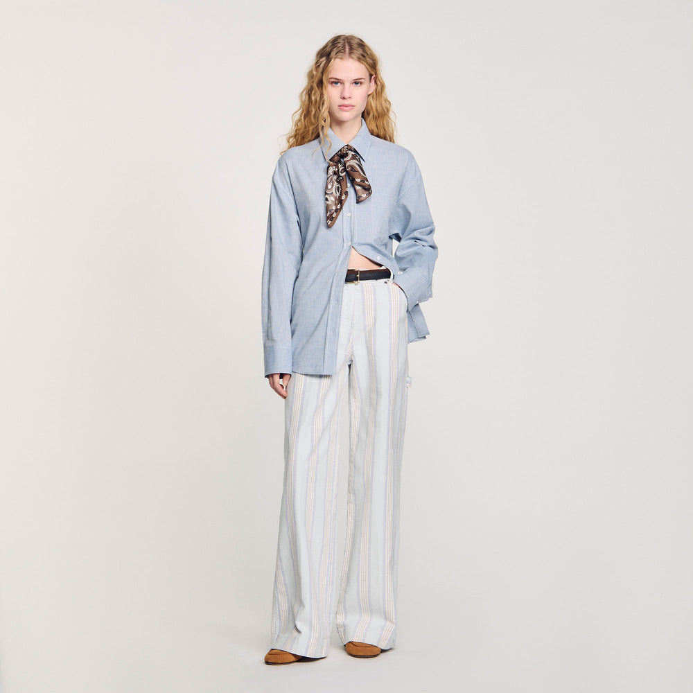 Sandro / Long tie-back shirt Sky Blue