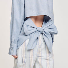 Sandro / Long tie-back shirt Sky Blue