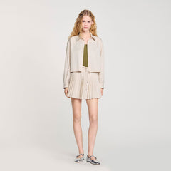 Sandro / Striped rhinestone shirt Khaki / Pink