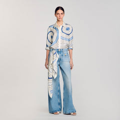 Sandro / Spiral-motif long sleeve shirt Sky Blue