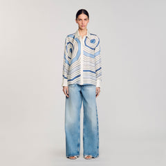Sandro / Spiral-motif long sleeve shirt Sky Blue