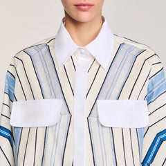Sandro / Spiral-motif silk shirt Sky Blue