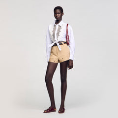 Sandro / Lace bib shirt White