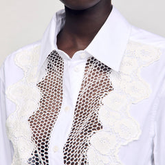 Sandro / Lace bib shirt White