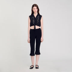 Sandro / Rhinestone cropped shirt Black