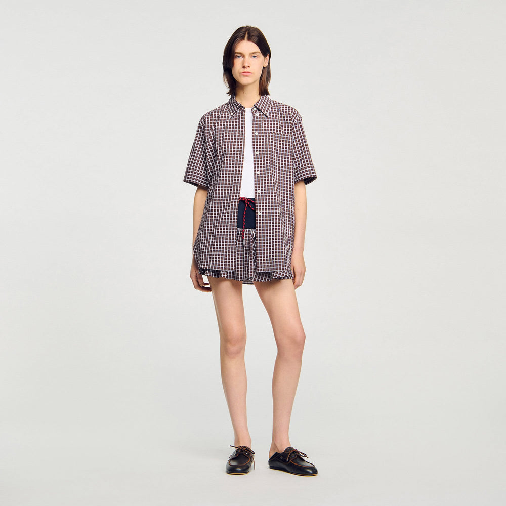 Sandro / Oversized checkered shirt Brown