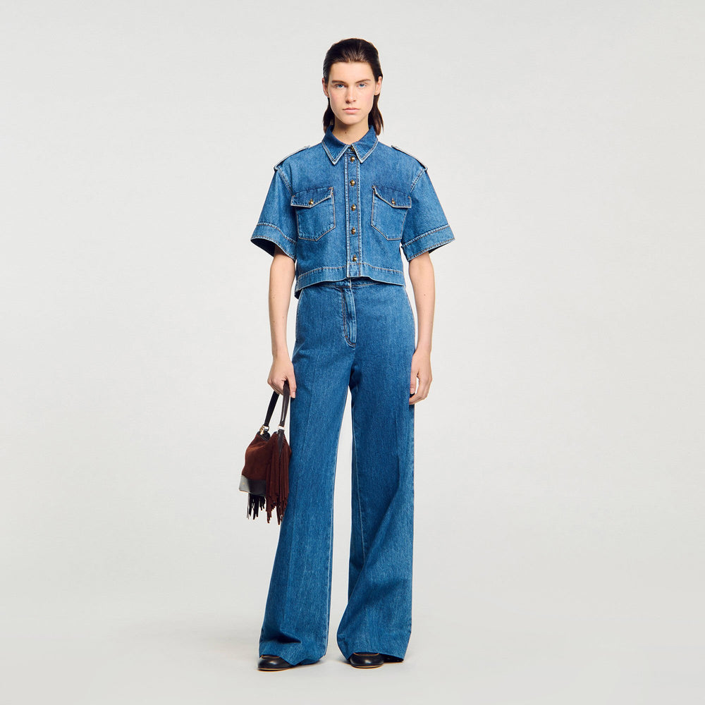 Sandro / Cropped denim shirt Blue Jean